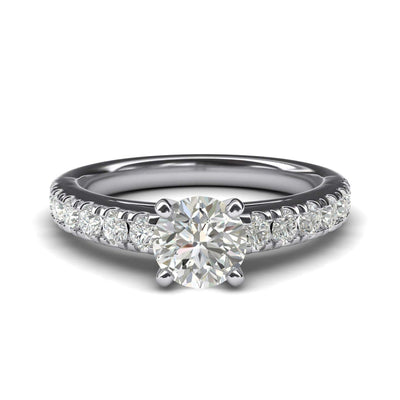 Engagement Rings Silver Round Cut 4-Prong 1CT Moissanite Promise Rings