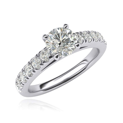 Engagement Rings Silver Round Cut 4-Prong 1CT Moissanite Promise Rings