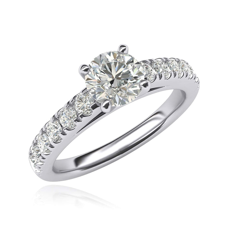 Engagement Rings Silver Round Cut 4-Prong 1CT Moissanite Promise Rings