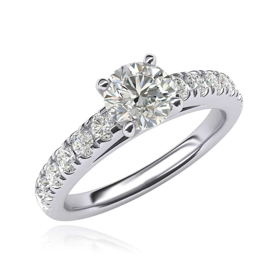 Engagement Rings Silver Round Cut 4-Prong 1CT Moissanite Promise Rings