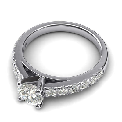 Engagement Rings Silver Round Cut 4-Prong 1CT Moissanite Promise Rings