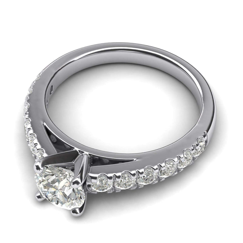Engagement Rings Silver Round Cut 4-Prong 1CT Moissanite Promise Rings