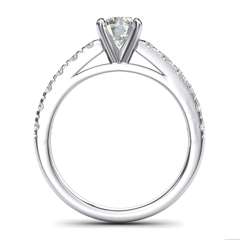 Engagement Rings Silver Round Cut 4-Prong 1CT Moissanite Promise Rings