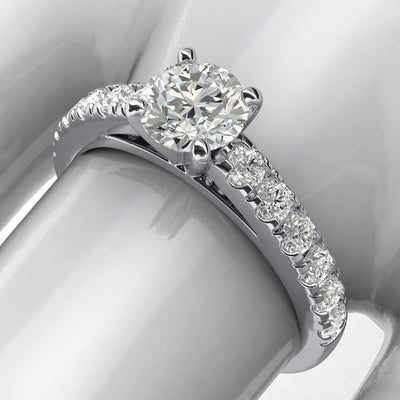 Engagement Rings Silver Round Cut 4-Prong 1CT Moissanite Promise Rings