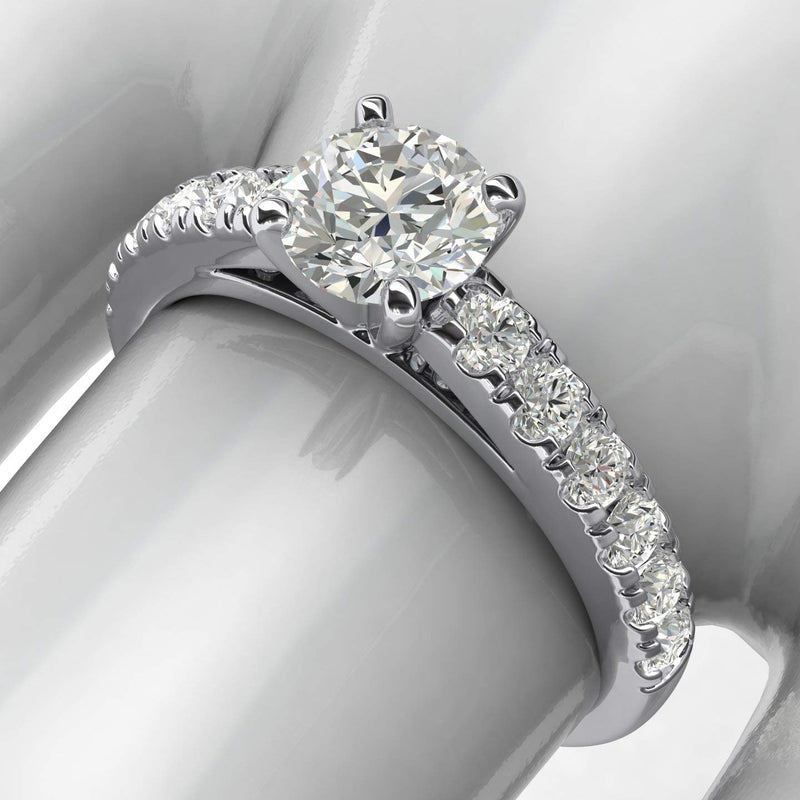 Engagement Rings Silver Round Cut 4-Prong 1CT Moissanite Promise Rings