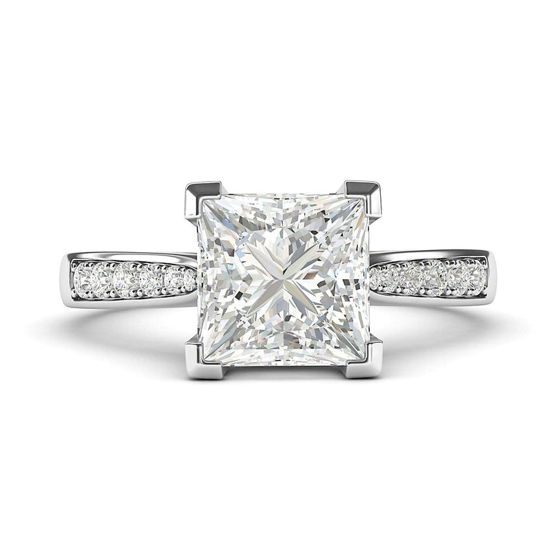 Engagement Rings Silver Solitaire Princess Cut 1.5ct Moissanite Promise Rings