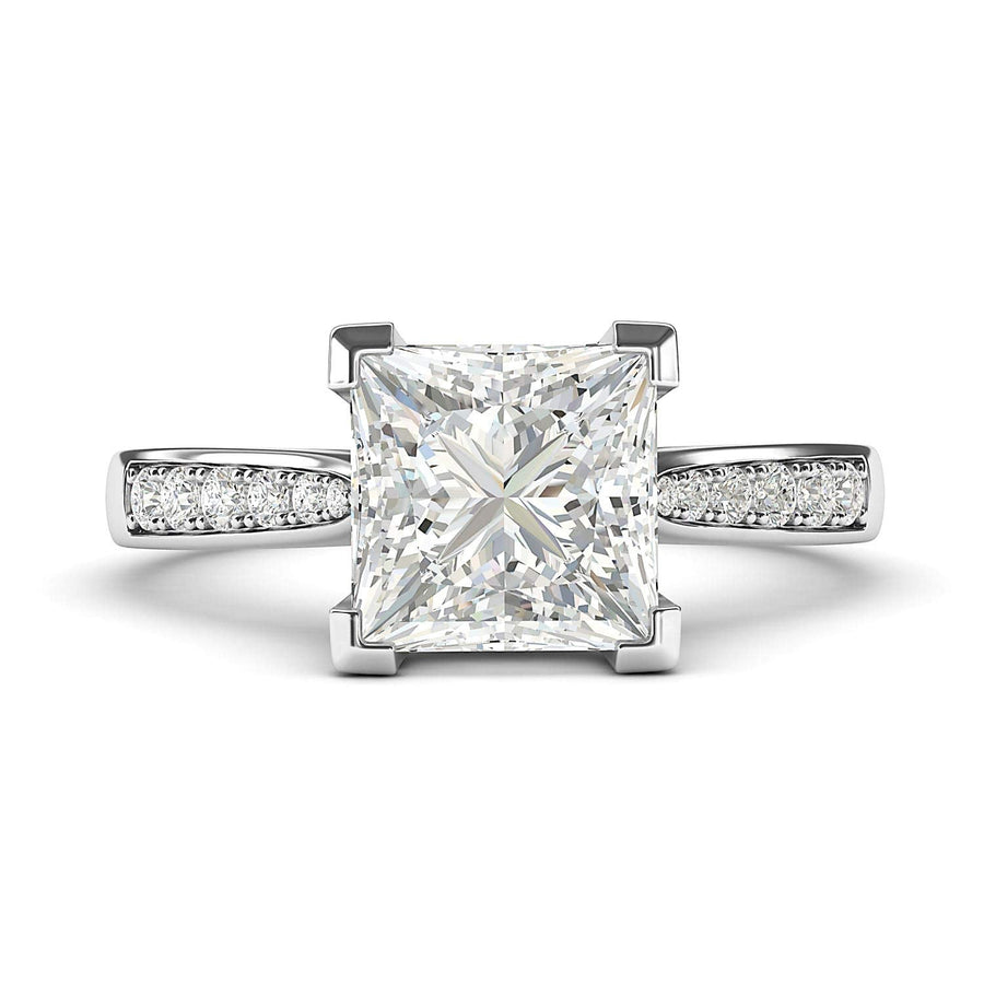 Engagement Rings Silver Solitaire Princess Cut 1.5ct Moissanite Promise Rings