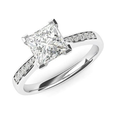 Engagement Rings Silver Solitaire Princess Cut 1.5ct Moissanite Promise Rings
