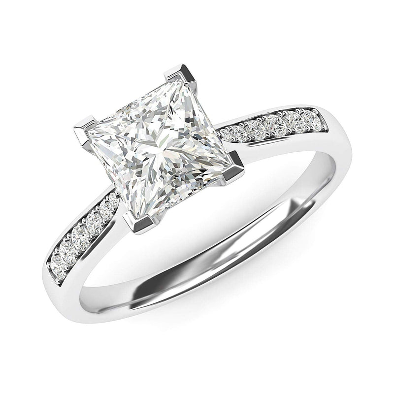 Engagement Rings Silver Solitaire Princess Cut 1.5ct Moissanite Promise Rings