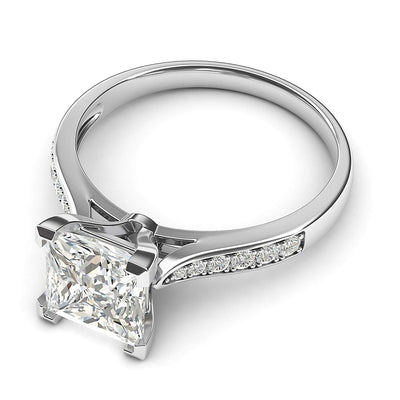 Engagement Rings Silver Solitaire Princess Cut 1.5ct Moissanite Promise Rings