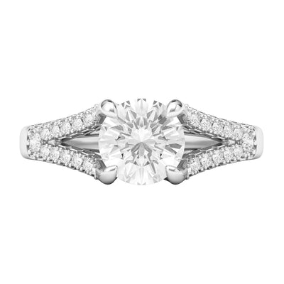 Engagement Rings Silver Split Shank Trellis 1CT Moissanite Promise Rings