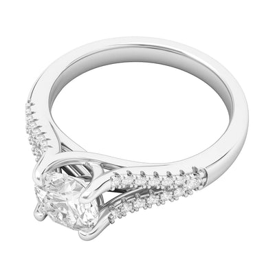 Engagement Rings Silver Split Shank Trellis 1CT Moissanite Promise Rings