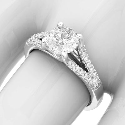 Engagement Rings Silver Split Shank Trellis 1CT Moissanite Promise Rings