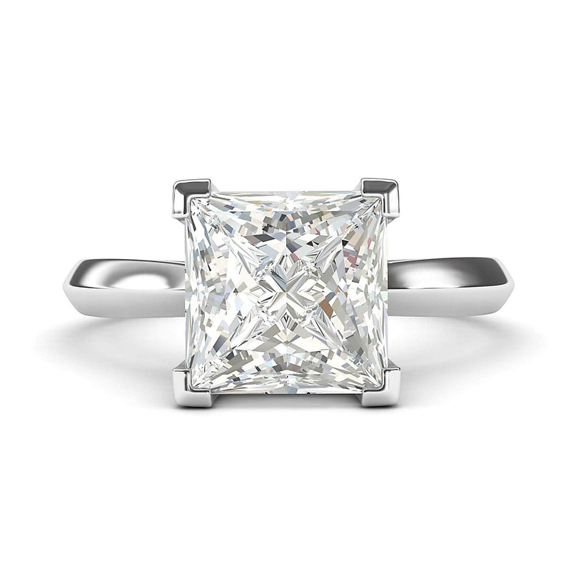 Engagement Rings Silver Square 8mm Princess Cut Moissanite Promise Rings