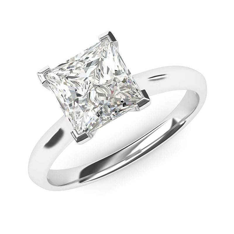 Engagement Rings Silver Square 8mm Princess Cut Moissanite Promise Rings