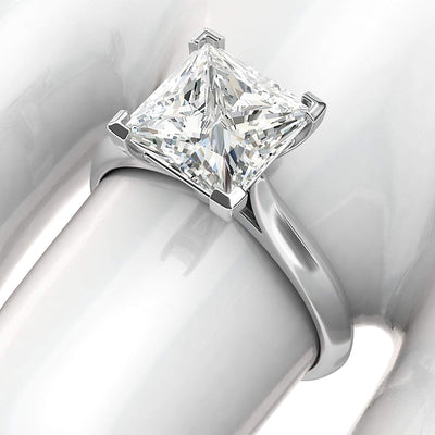 Engagement Rings Silver Square 8mm Princess Cut Moissanite Promise Rings