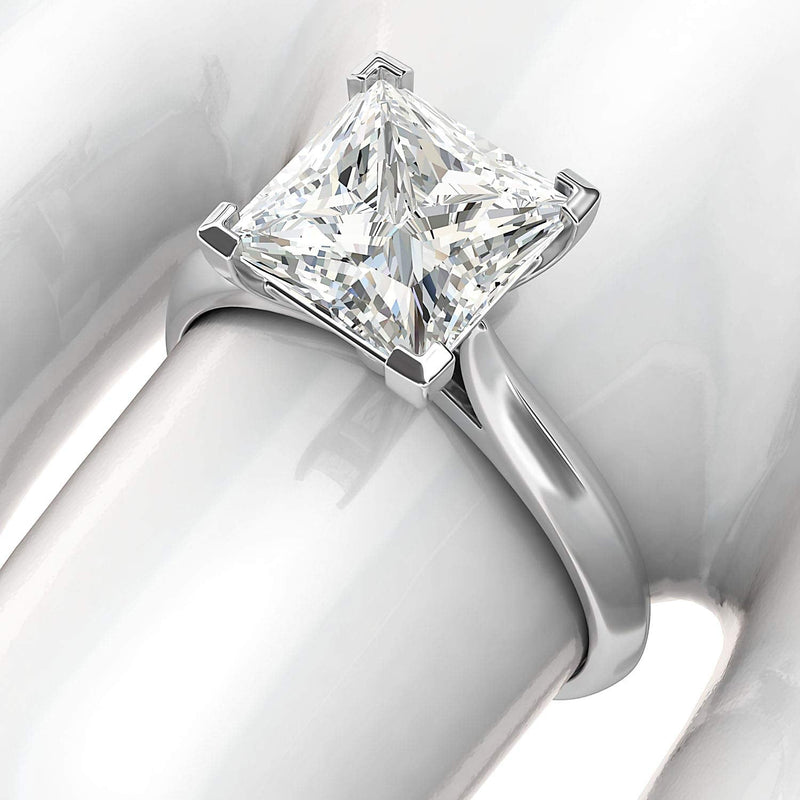 Engagement Rings Silver Square 8mm Princess Cut Moissanite Promise Rings