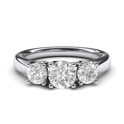 Engagement Rings Silver Three Stone Trellis 2CT Moissanite Promise Rings