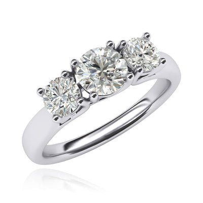 Engagement Rings Silver Three Stone Trellis 2CT Moissanite Promise Rings