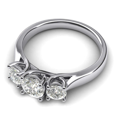 Engagement Rings Silver Three Stone Trellis 2CT Moissanite Promise Rings