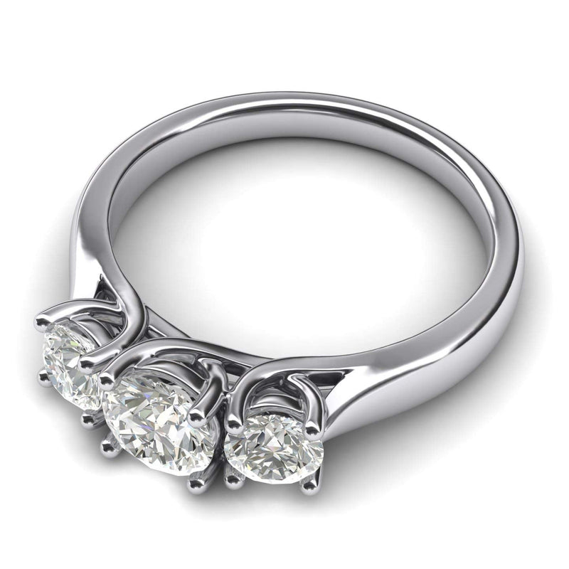 Engagement Rings Silver Three Stone Trellis 2CT Moissanite Promise Rings