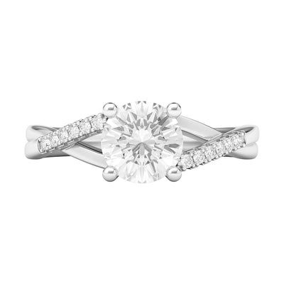 Engagement Rings Silver Twisted Split Shank 1CT Moissanite Promise Rings
