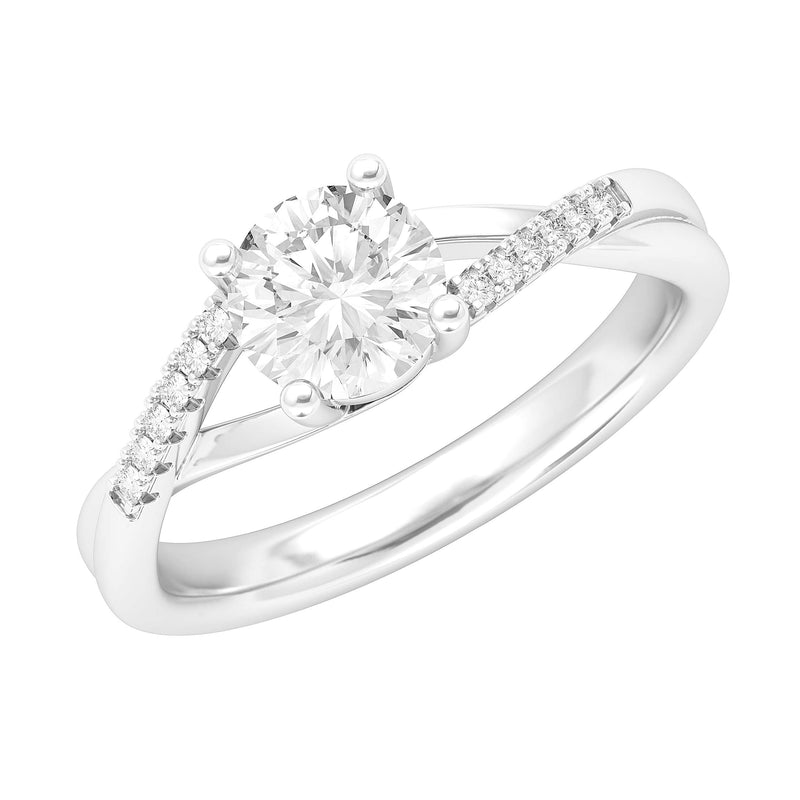 Engagement Rings Silver Twisted Split Shank 1CT Moissanite Promise Rings