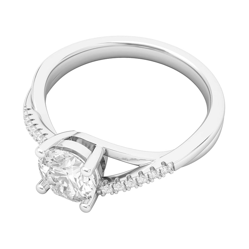 Engagement Rings Silver Twisted Split Shank 1CT Moissanite Promise Rings