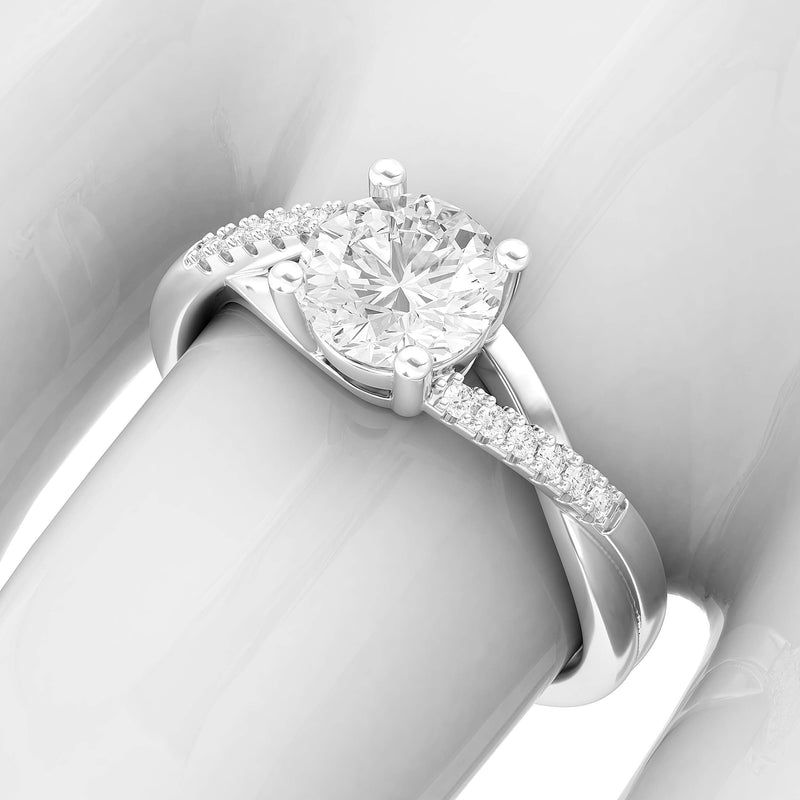 Engagement Rings Silver Twisted Split Shank 1CT Moissanite Promise Rings