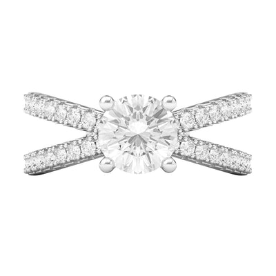 Engagement Rings Silver X Shape Crossover 1.0 CT Moissanite Promise Rings