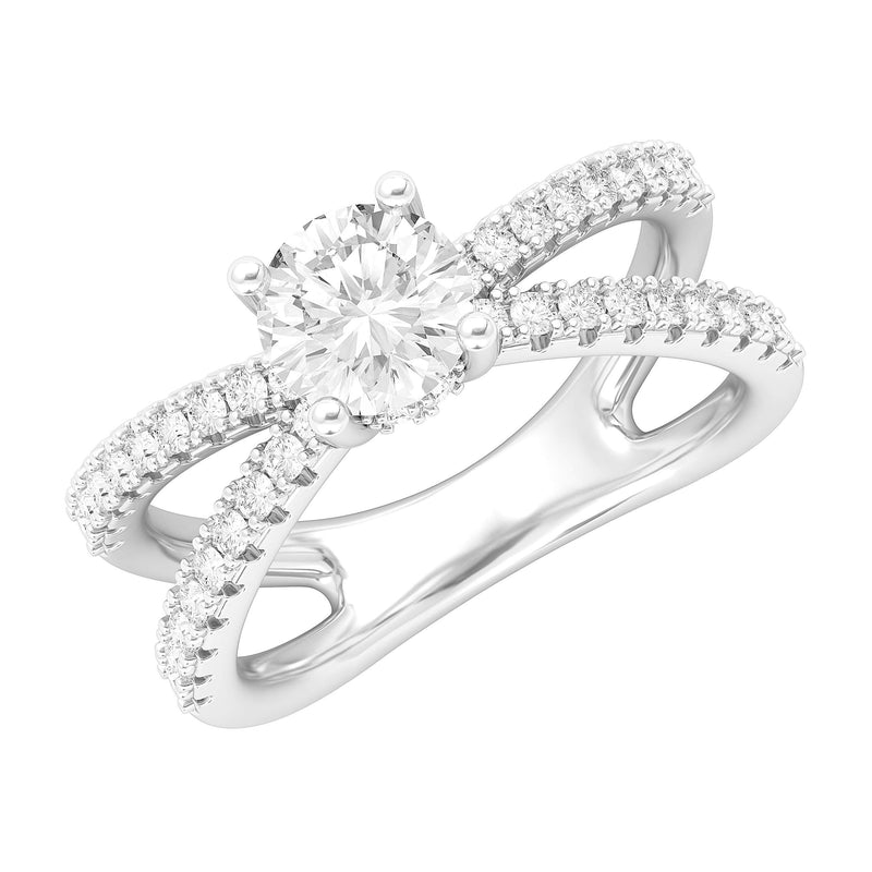 Engagement Rings Silver X Shape Crossover 1.0 CT Moissanite Promise Rings
