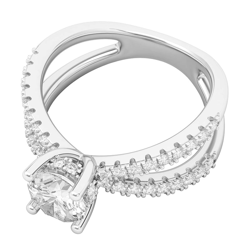 Engagement Rings Silver X Shape Crossover 1.0 CT Moissanite Promise Rings