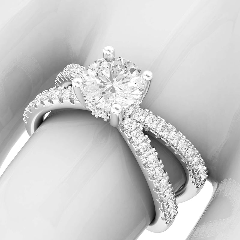 Engagement Rings Silver X Shape Crossover 1.0 CT Moissanite Promise Rings
